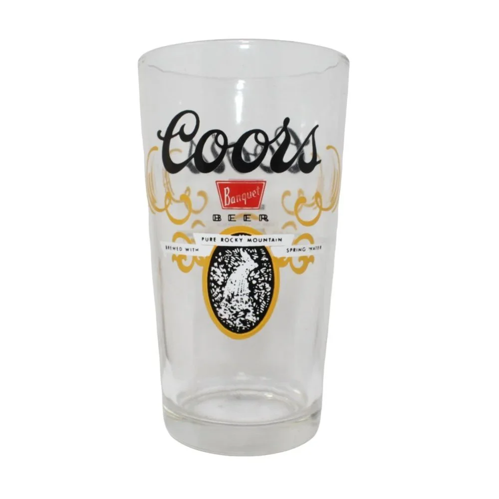 Vintage Coors Banquet Beer Clear Glass Rocky Mountain Spring Water 5 1/8” Tall - Picture 1 of 2